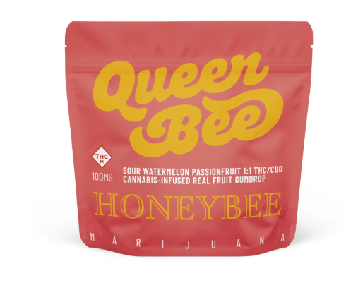 Photograph of product: 100mg Gummy | "Queen Bee" Sour Watermelon Passionfruit 1:1 TH-oui:CBD