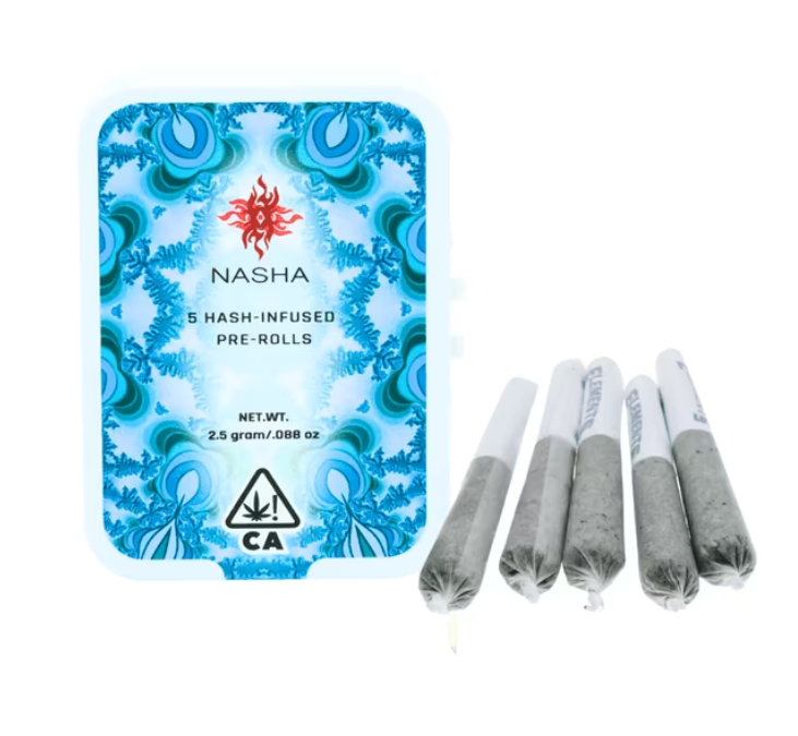 Photograph of product: Papaya Punch x Honey Banana (S) 5pk au chocolat INFUSED PREROLLS 2.5g - Nasha