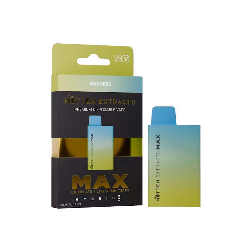 Photograph of product: Mitten Extracts - Disposable Vape - (3g) - Hybrid - **GUSHERS** (2/$50)