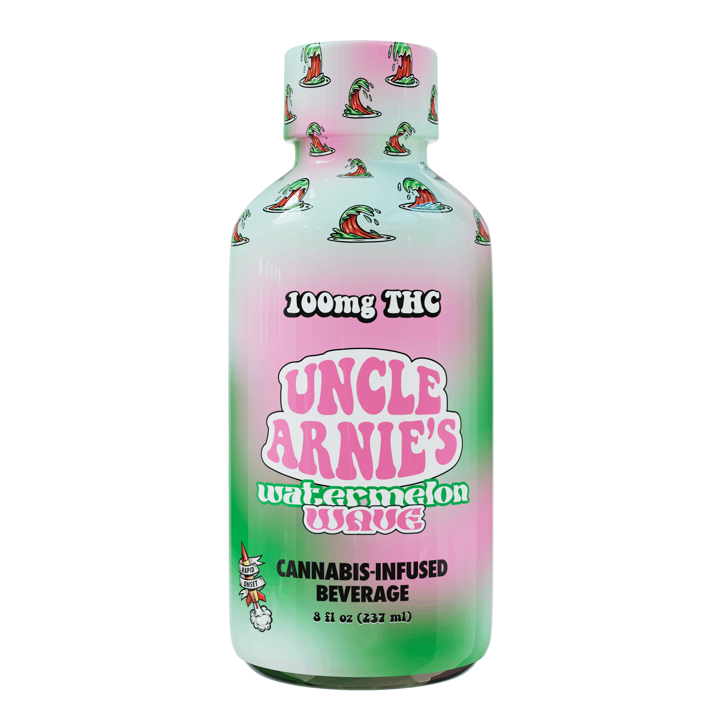 Photograph of product: Uncle Arnies  Beverage  100mg  Watermelon Wave  $12*Tax Included