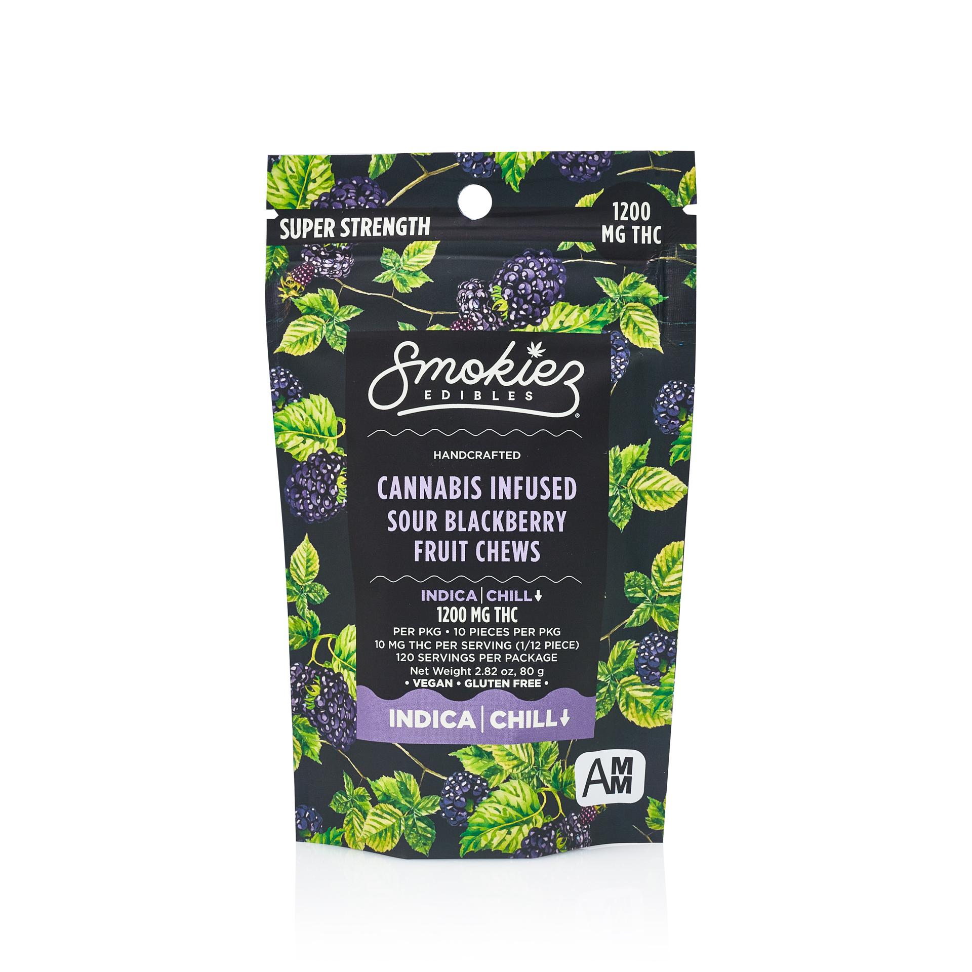 Photograph of product: 1200mg Blackberry Gummies Sour - Smokiez