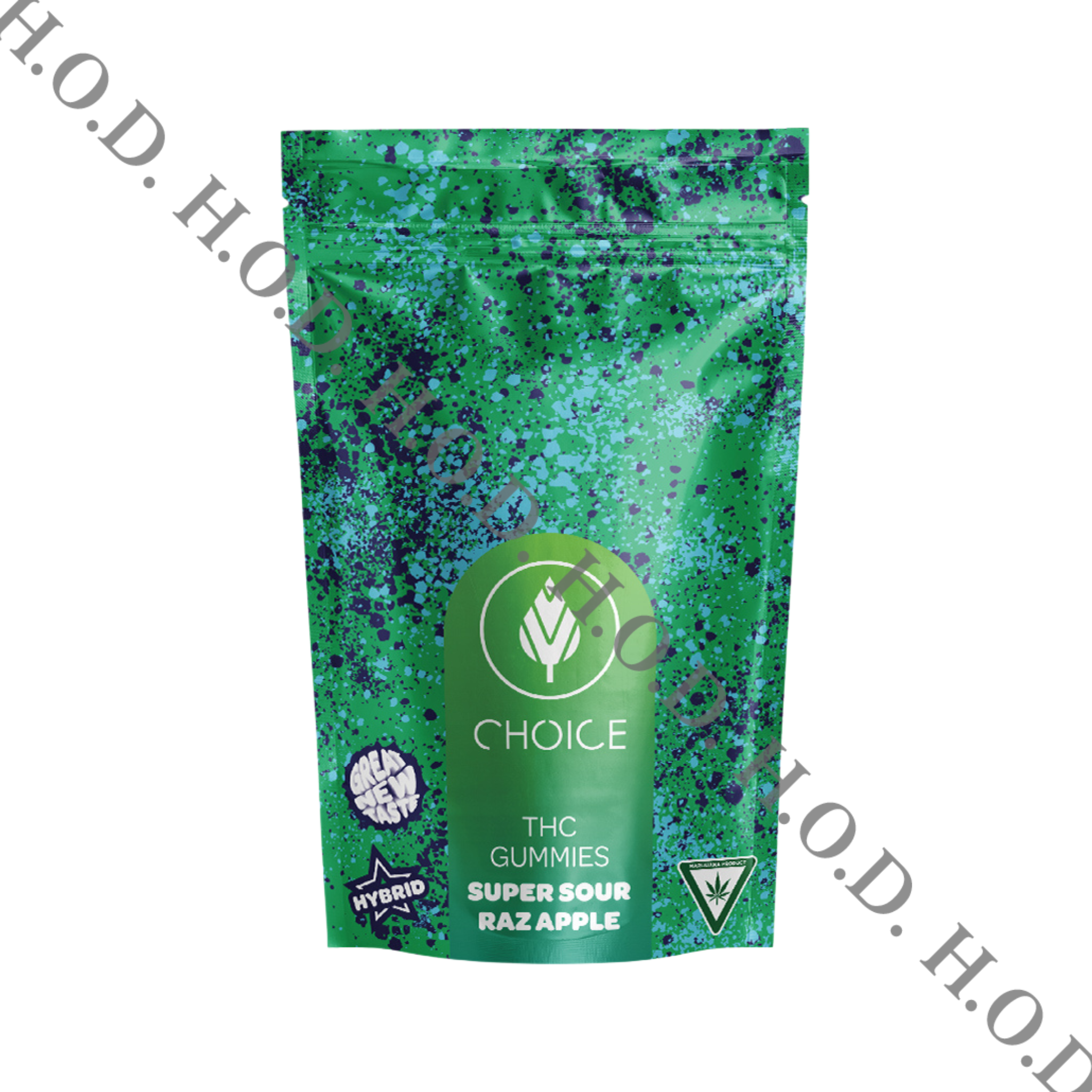 Photograph of product: Choice Super Sour Raz Apple Gummies 200mg