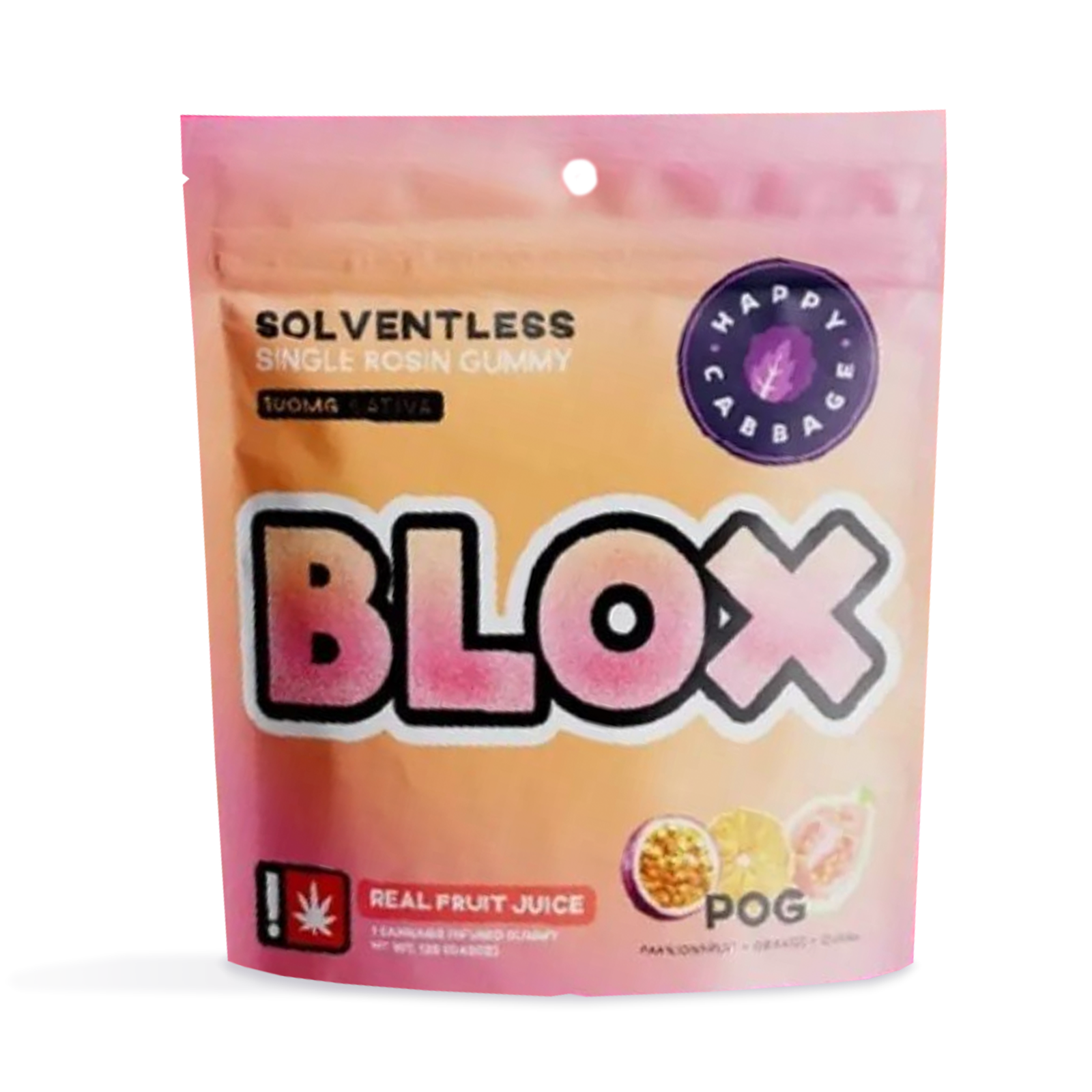 Photograph of product: Happy Cabbage | BLOX | High Dose Gummy | POG | 100mg