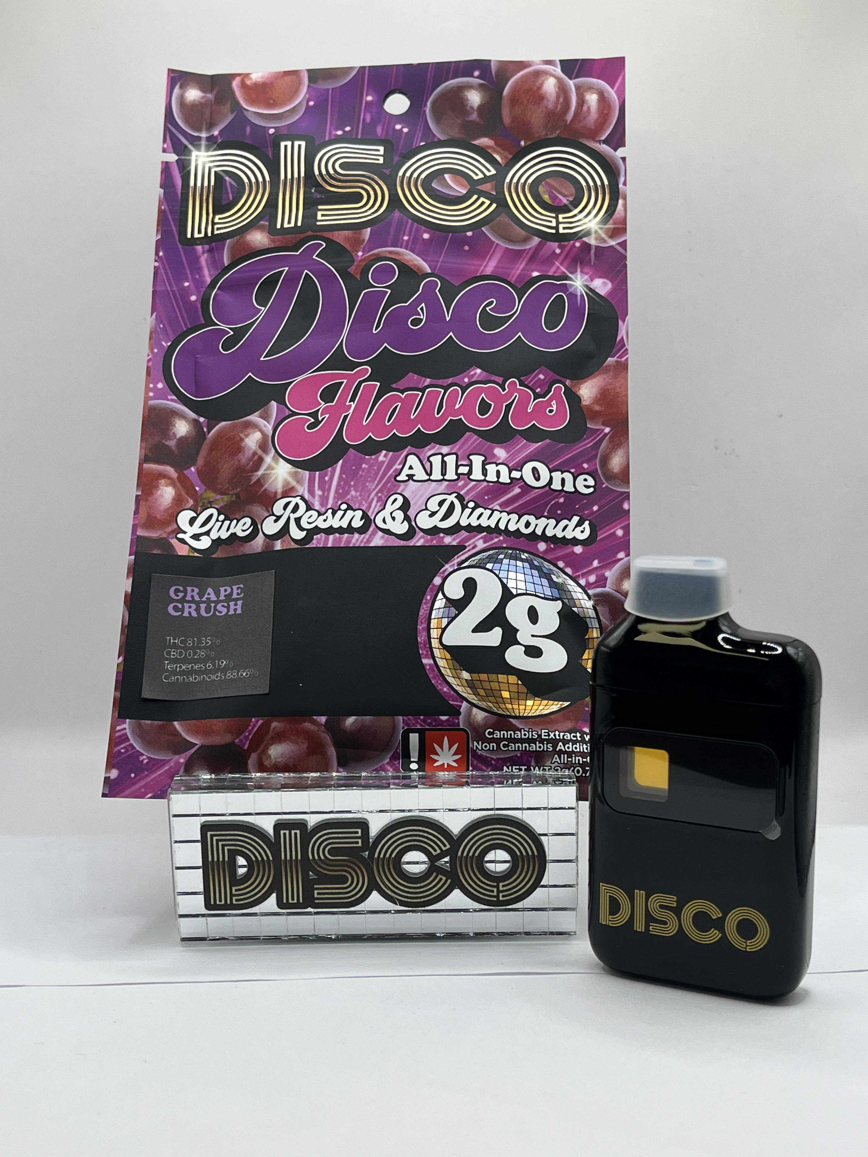 Photograph of product: Disco Dabs - Grape Crush (H) - Live Diamonds All-In-One Flavored Cartridge 2g