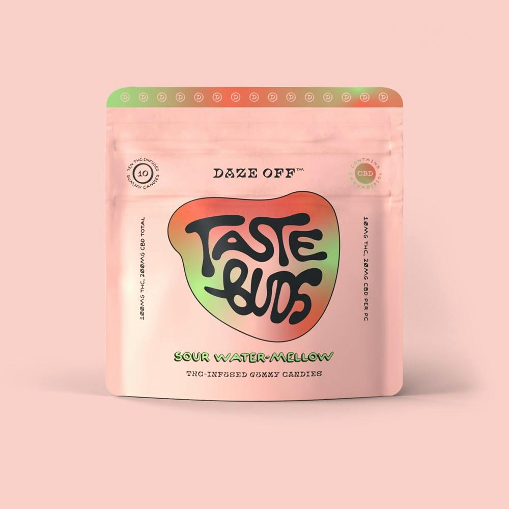Photograph of product: Daze Off Gummies Sour Water-Mellow 2:1 CBD/TH-oui (H) 300mg