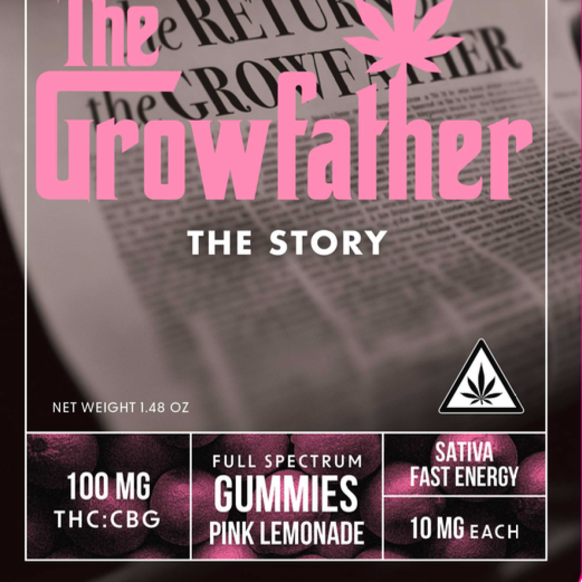 Photograph of product: Growfather | Energy | Pink Lemonade Pectin Gummies | 1:1 TH-oui:CBG | 100mg