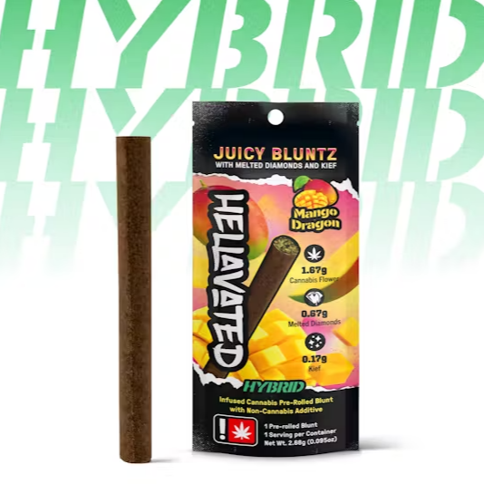 Photograph of product: Mango Dragon | 2.5g | Juicy Bluntz Infused Blunt | Hybrid