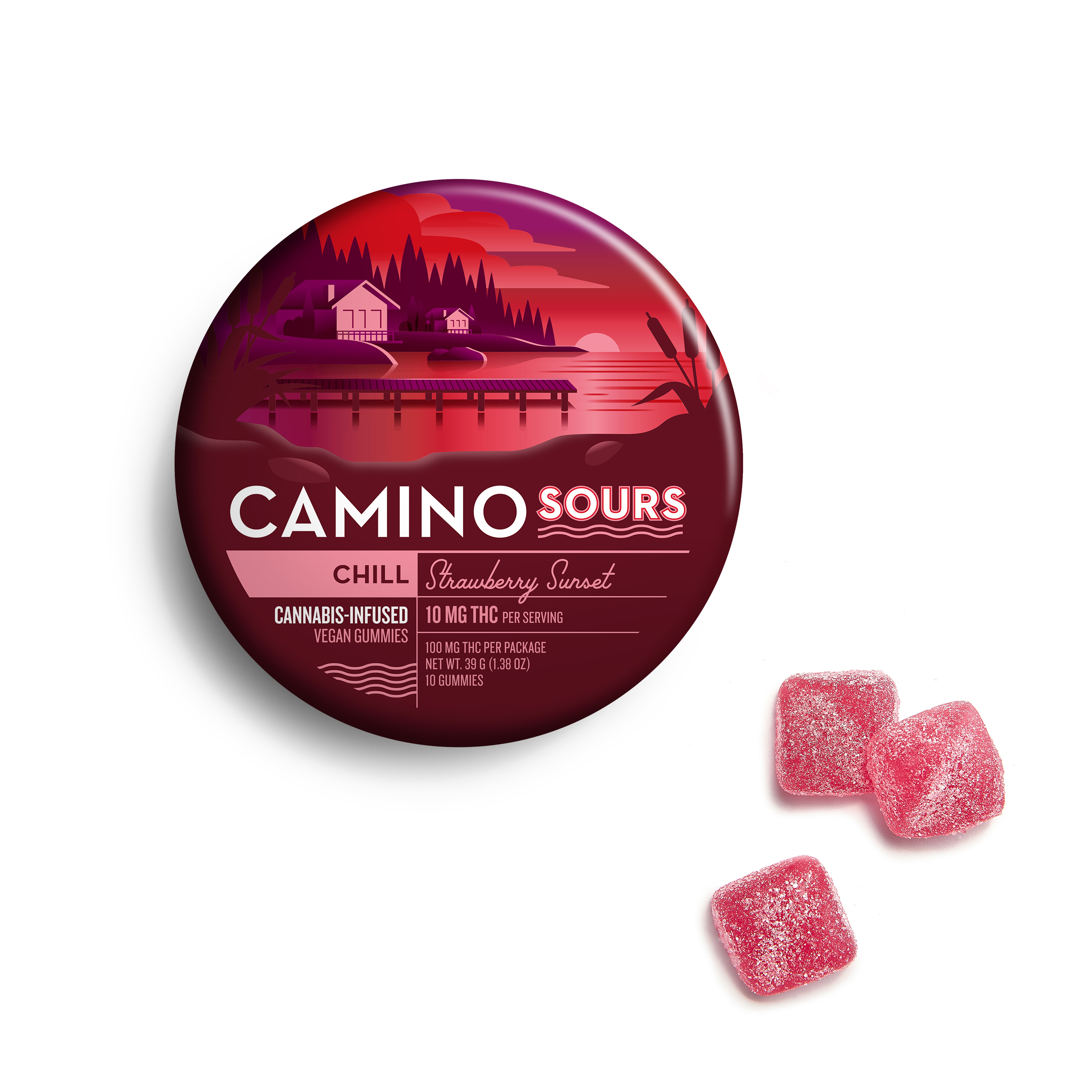 Photograph of Product: Camino Sours 'Chill' Strawberry Sunset Gummies [10pk]