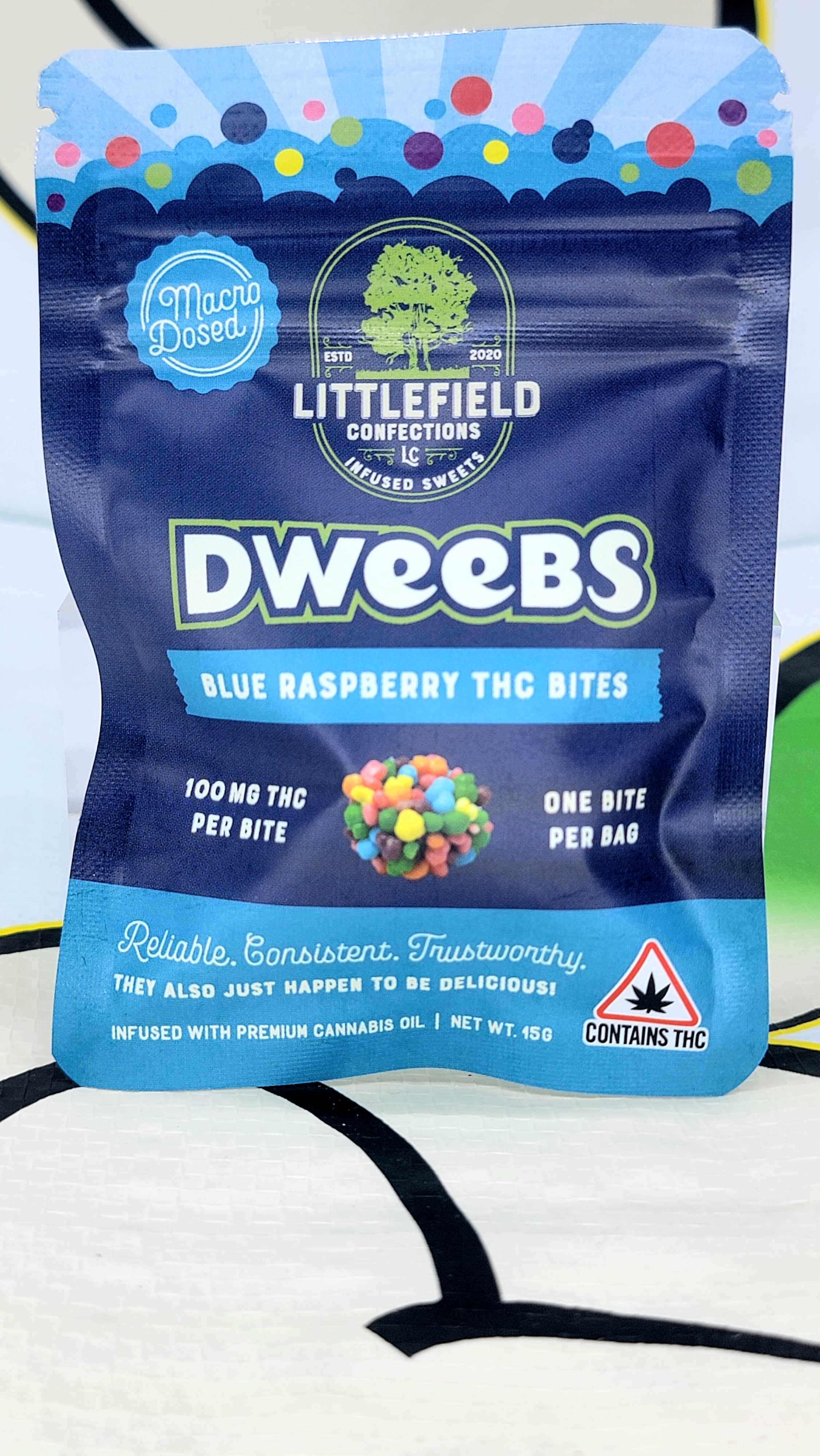 Photograph of product: Littlefield Confections - 100mg Blue Raspberry Dweeb