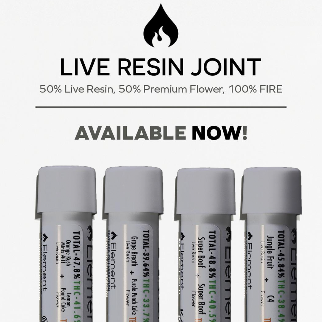Photograph of product: Element - Live Resin Joint - Banana Puddintaine x Grape Diesel