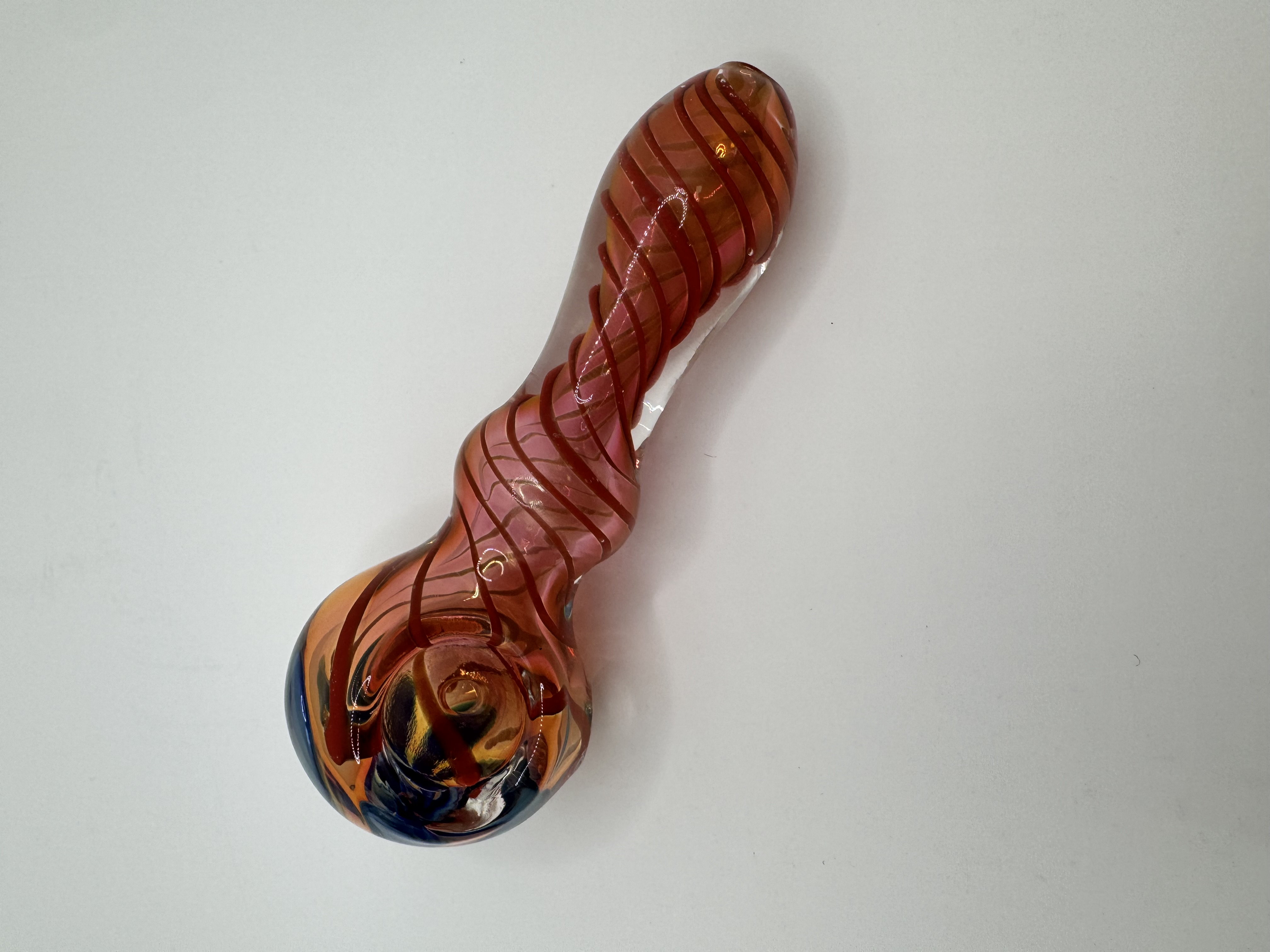 Photograph of product: 3.7" Gold Fumed Flower Spoon Hand Pipe