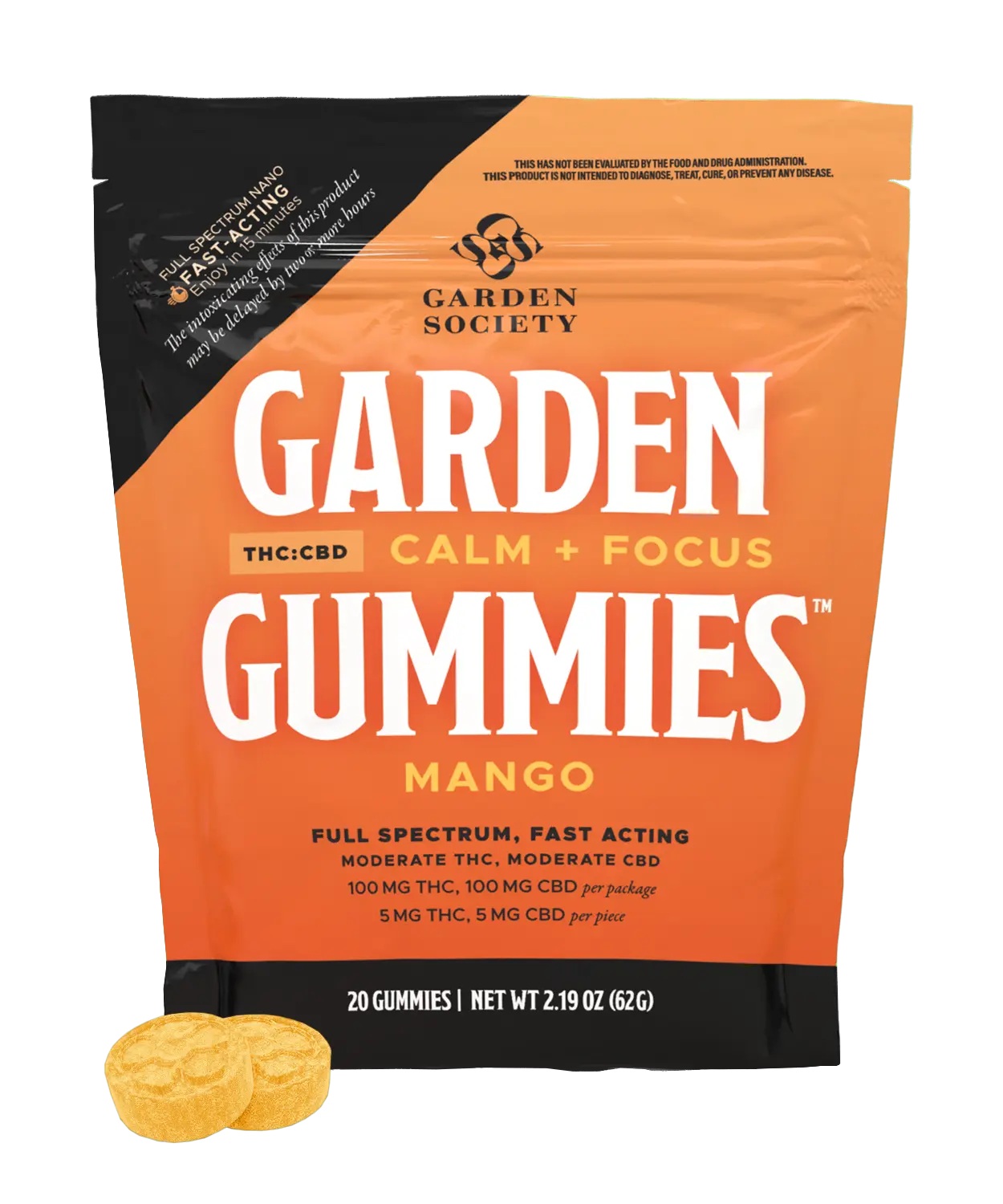 Photograph of product: Mango 1:1 TH-oui:CBD Gummies 5mg x 20-Pack