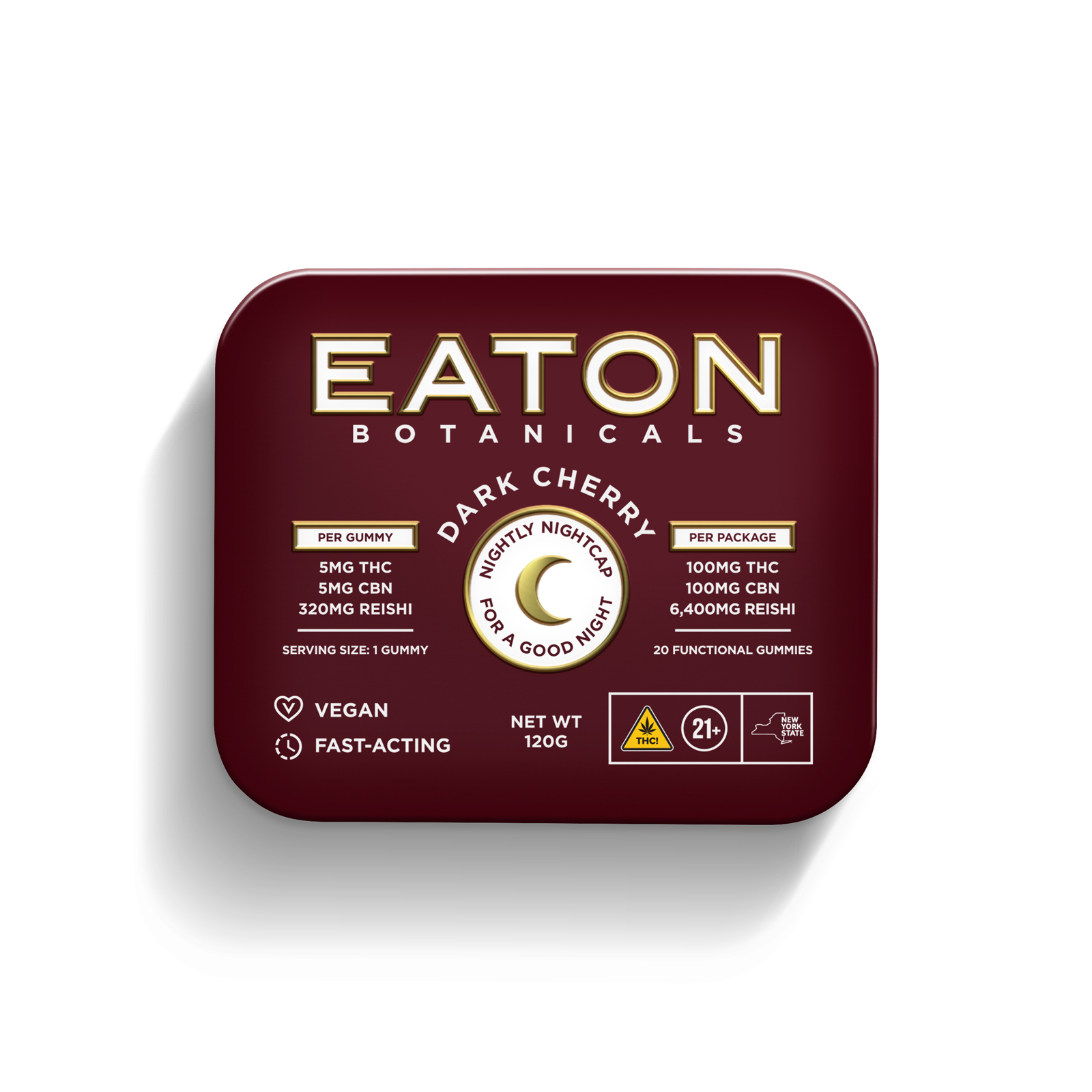 Photograph of product: Eaton Botanicals | Dark Cherry Nightcap Gummies | 100mg 20pk