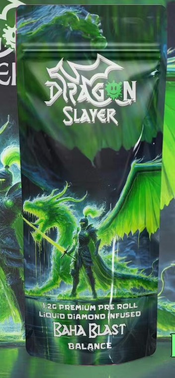 Photograph of product: BAHA BLAST | DRAGON SLAYER DIAMOND INFUSED PREROLL