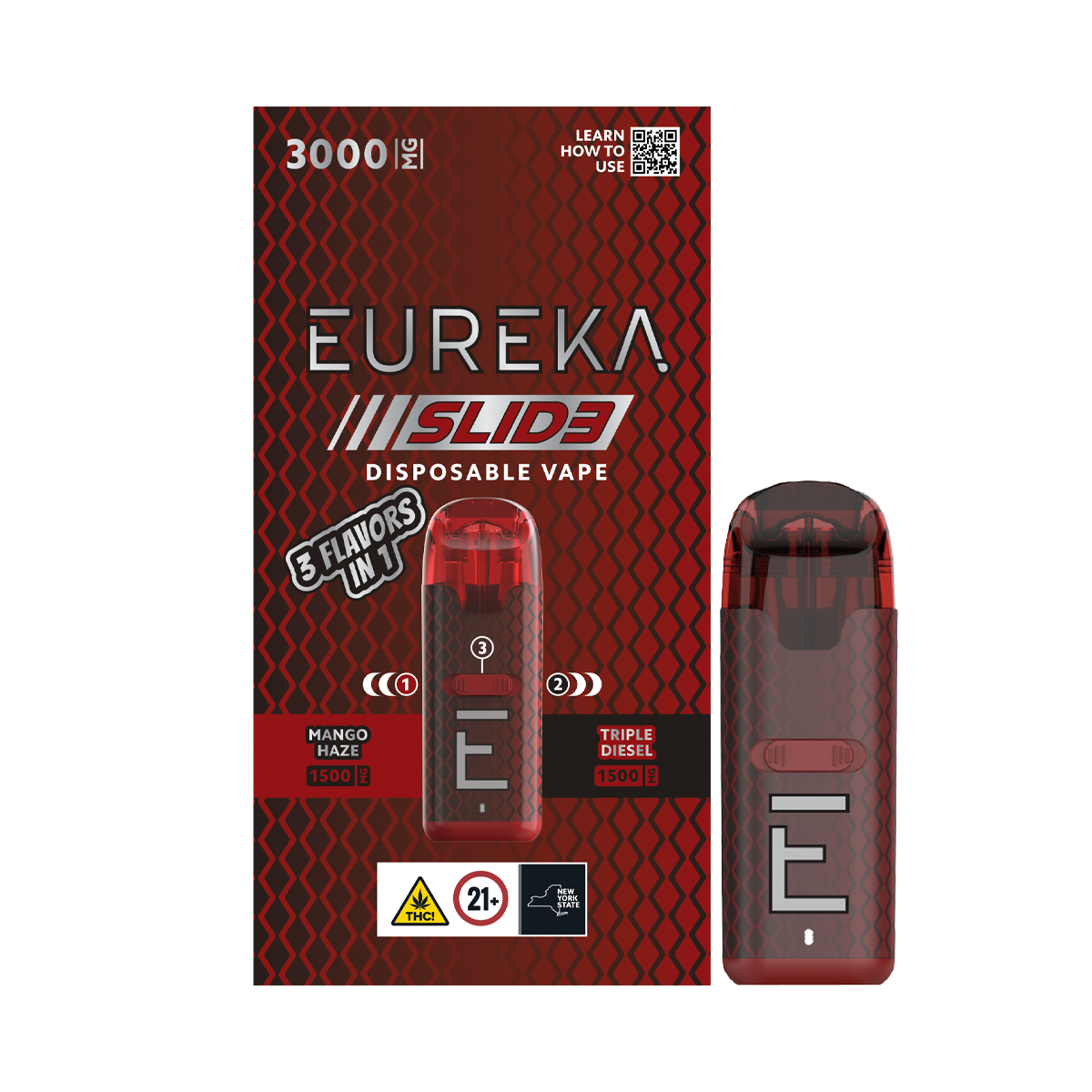Photograph of product: Eureka | Mango Haze + Triple Diesel | Disposable 3-in-1 Vape | 3g