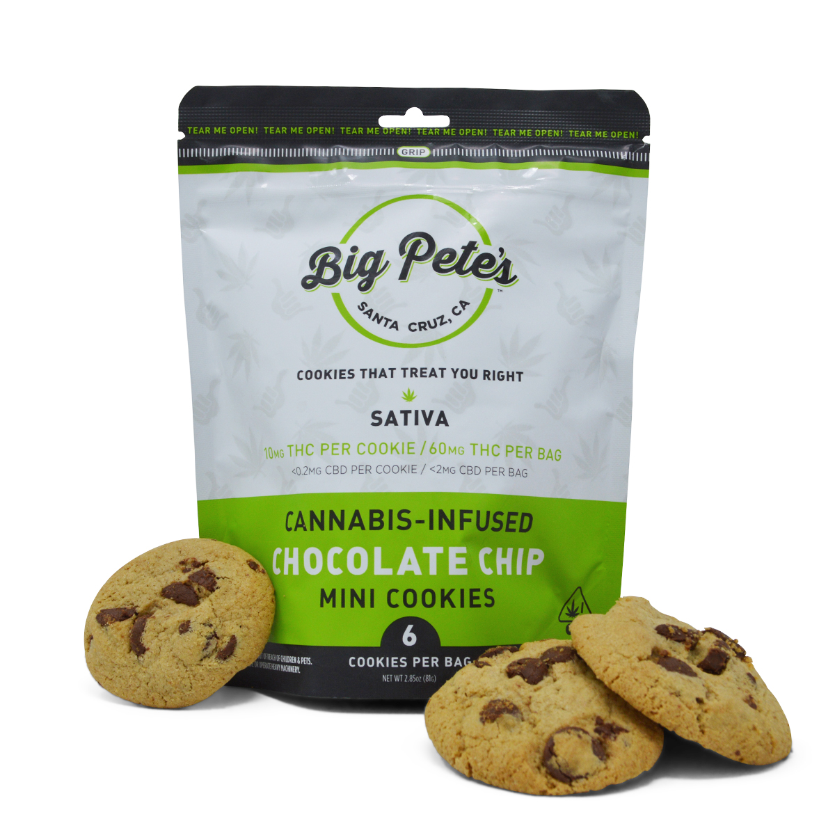 Photograph of product: Big Pete's Treats | Oui'd Chocolate Chip Cookies | 10 Pack