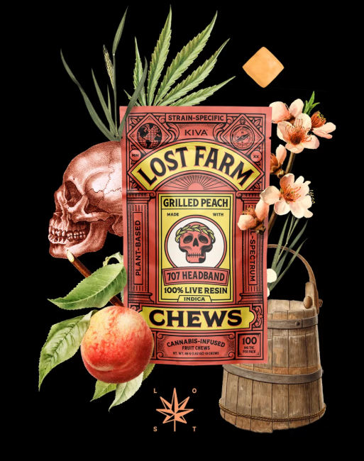 Photograph of product: Kiva (Lost Farm) - Live Resin Chews - Grilled Peach - 10ct (100mg)