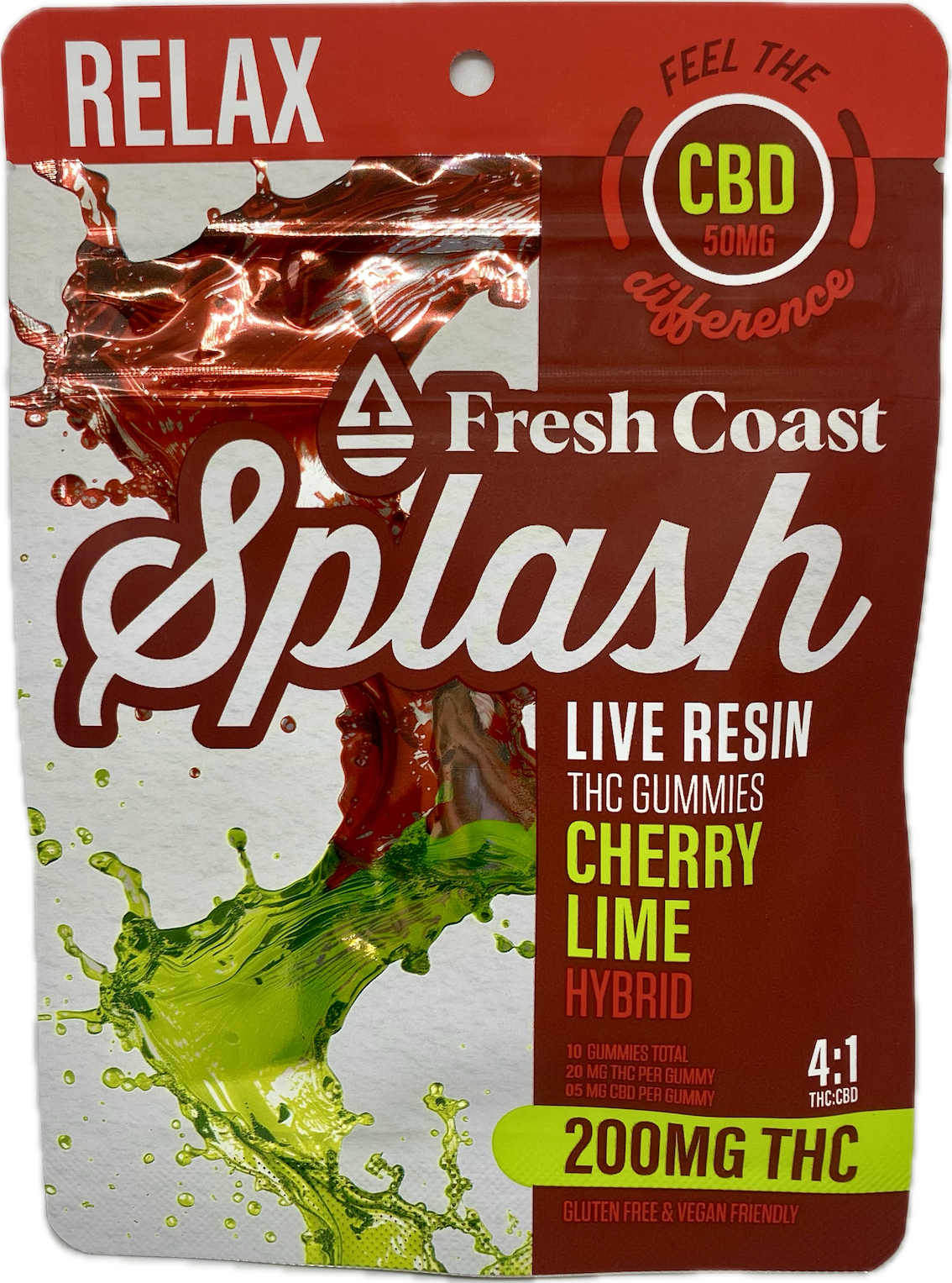 Photograph of product: Fresh Coast - Cherry Lime Splash Live Resin Gummies - 200mg