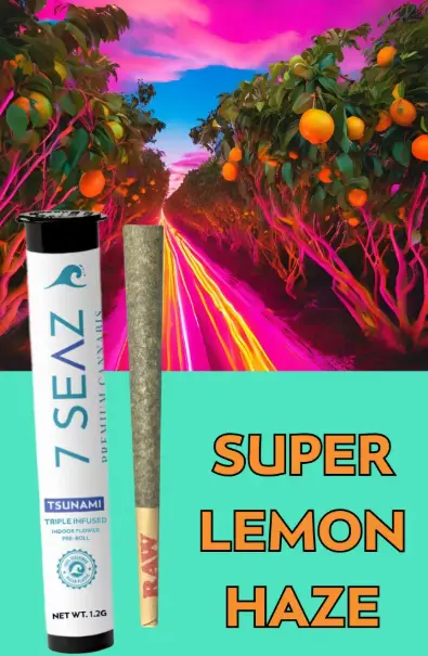 Photograph of Product: 7 Seaz | Super Lemon Haze Triple Infused Pre-roll, 1.2g