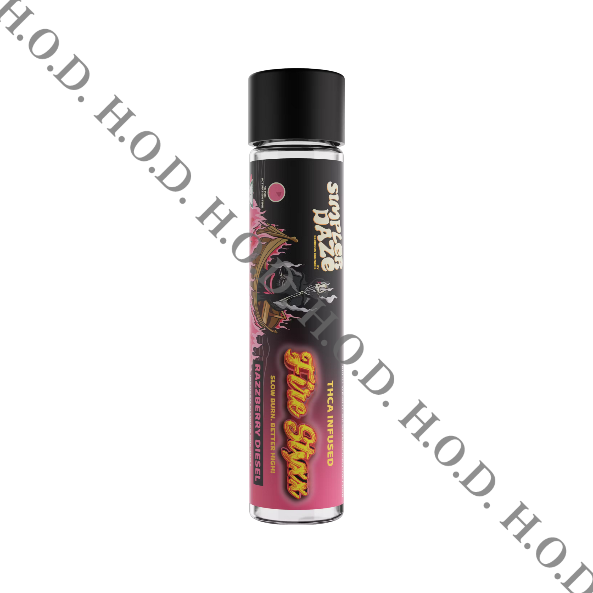 Photograph of product: Glorious Oui'd Razzberry Diesel Fire Styxx Pre-Roll 1g