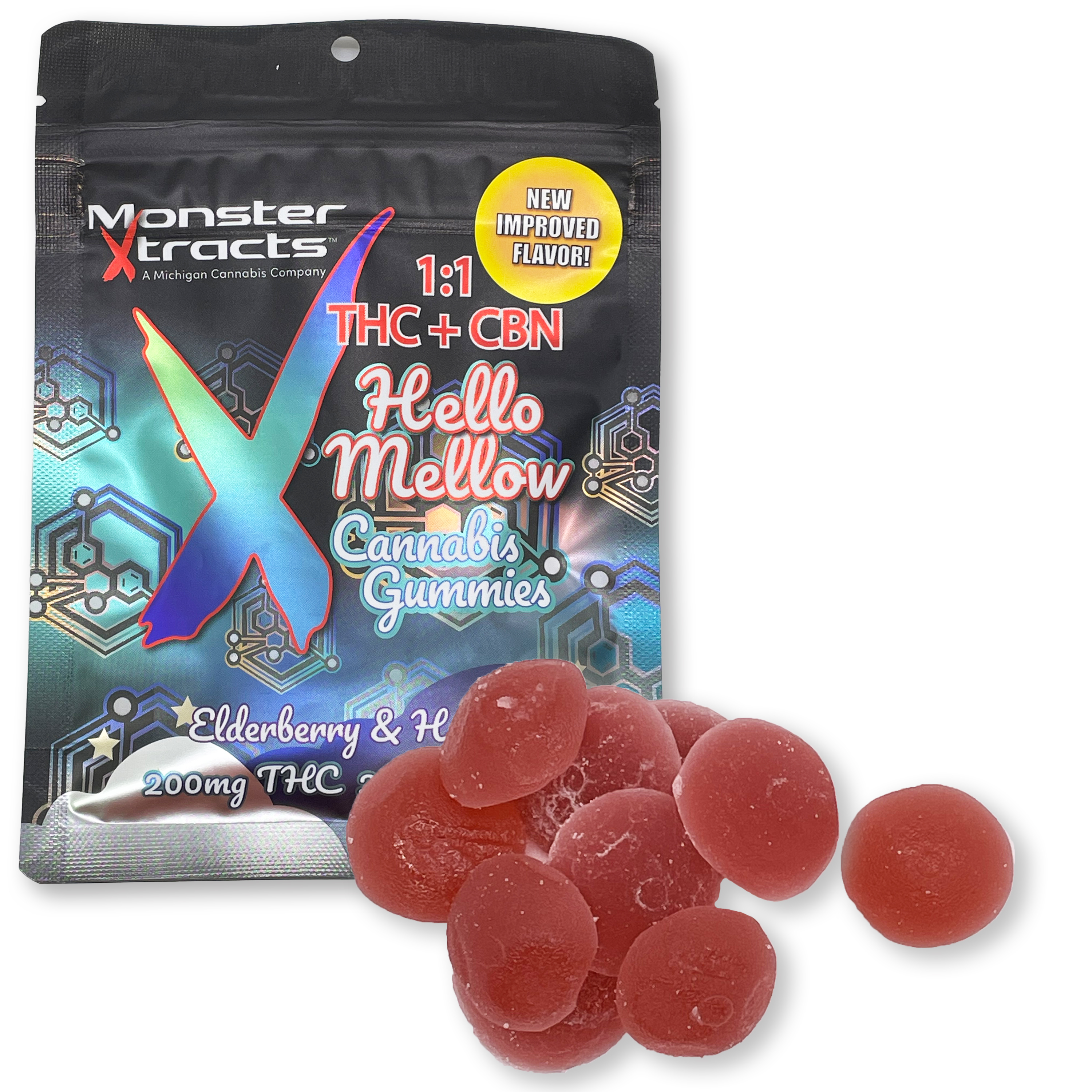 Photograph of product: Monster Medibles - Elderberry & Honey 200:200 TH-oui/CBN Gummies - 200mg