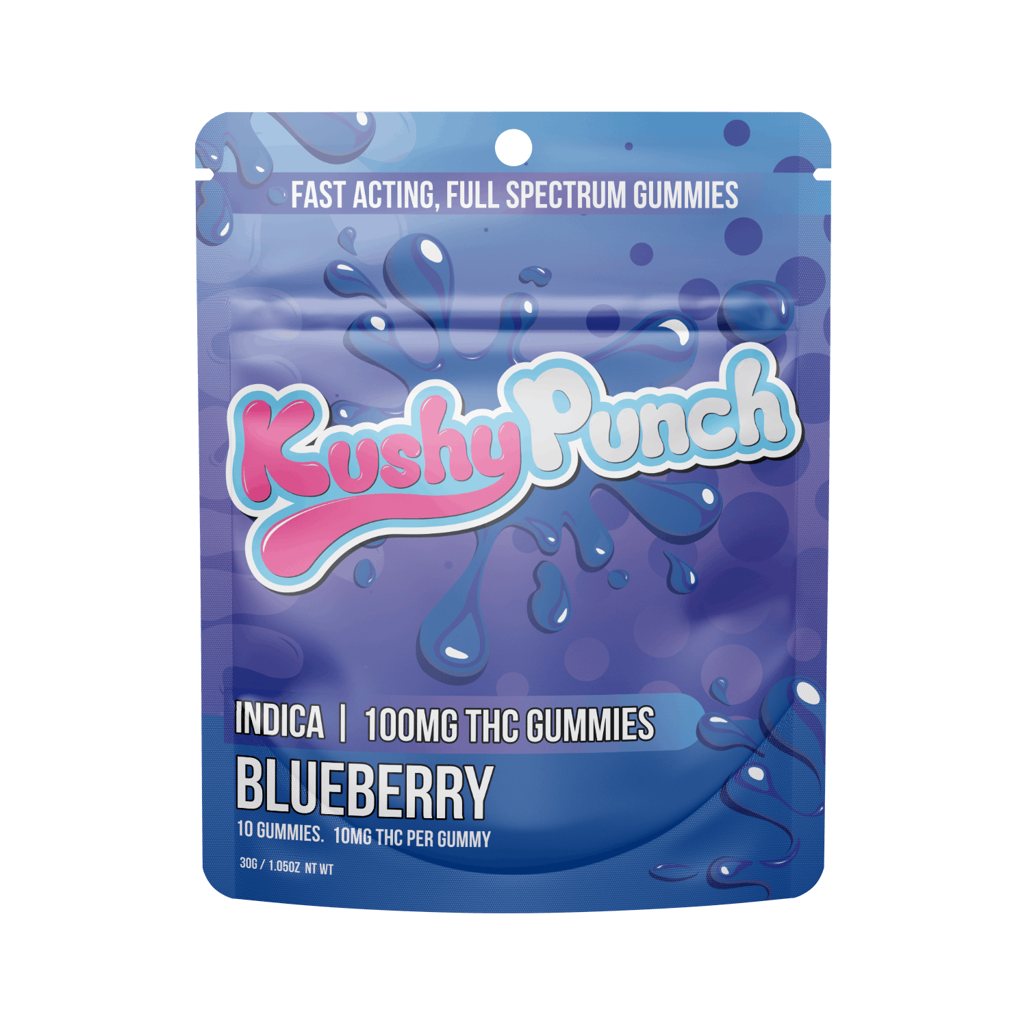 Photograph of product: Kushy Punch | Oui'd Blueberry GUMMIES 100MG