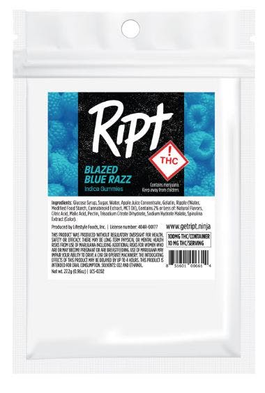 Photograph of product: Ript - Blazed Blue Raz(I) - 100mg TH-oui