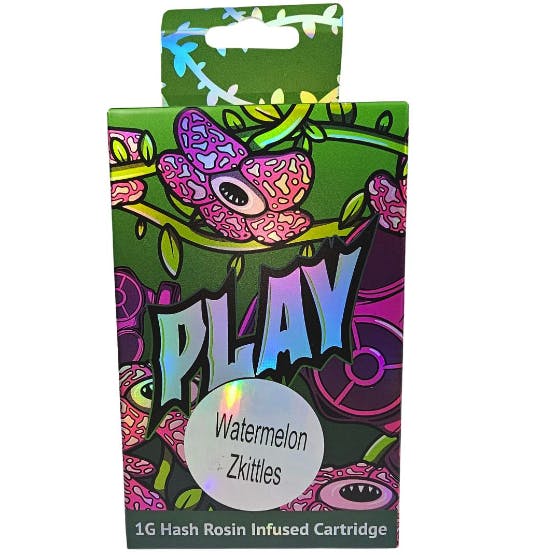 Photograph of product: Play au chocolat Infused Distillate Vape Cartridge - Watermelon Zkittlez