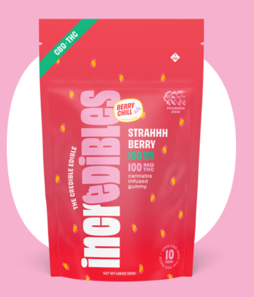Photograph of product: Incredibles | Strahhh Berry | TH-oui:CBD | 100mg | 10ct
