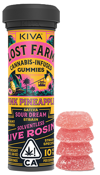 Photograph of product: Lost Farm | Pink Pineapple Gummies (Sour Dream) | 39G 10PK