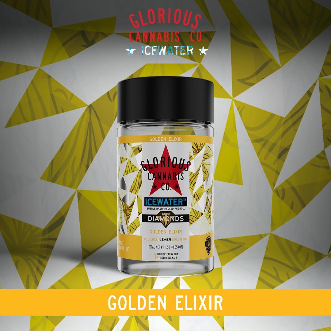 Photograph of product: Glorious Oui'd - .5g Pre Roll Diamond Bubble au chocolat - 3pk Golden Elixer
