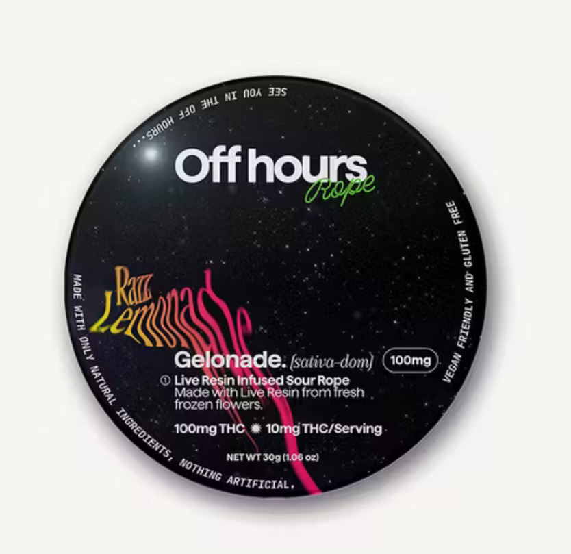 Photograph of product: OFF HOURS | GELONADE -SOUR RASPBERRY LEMONADE | LIVE RESIN ROPE
