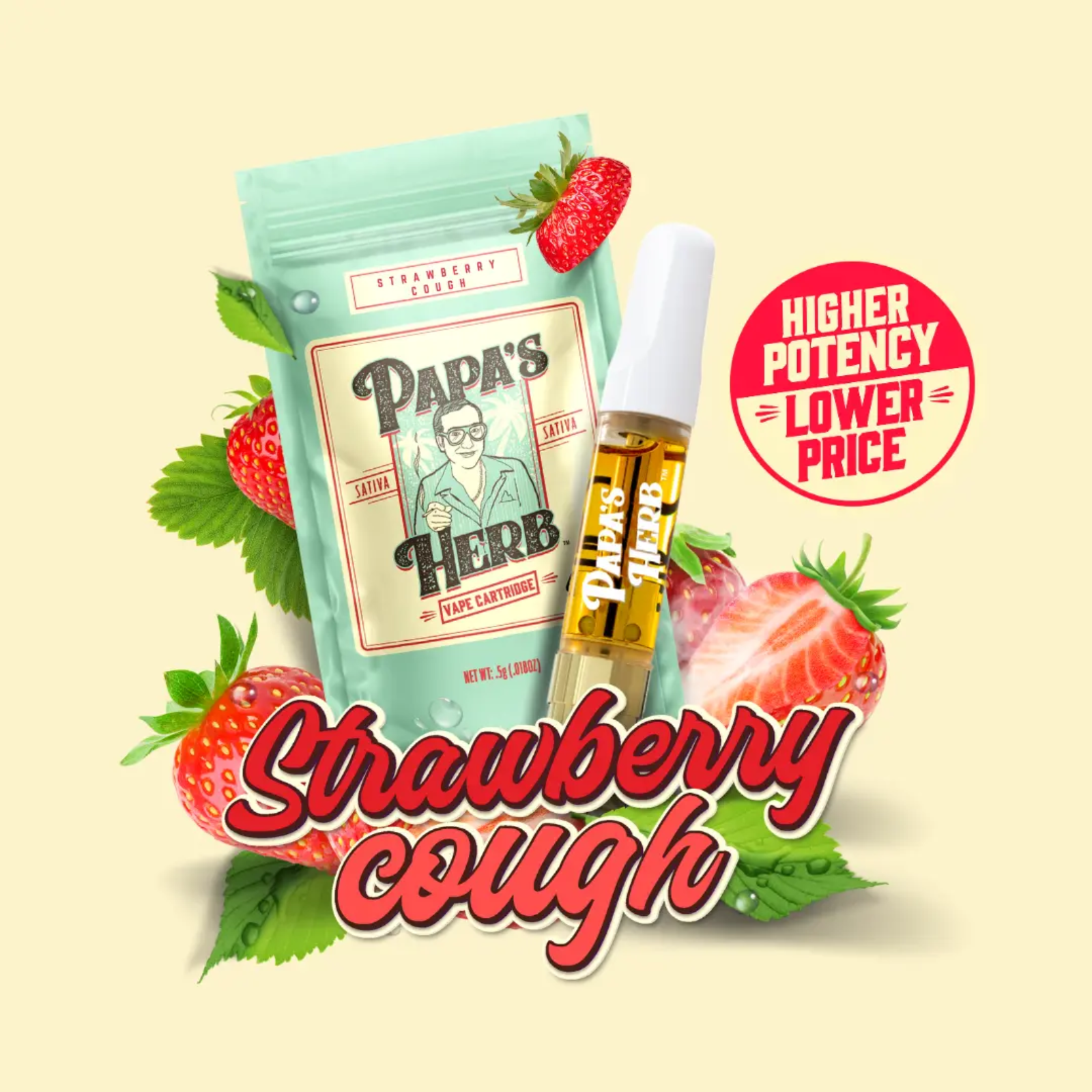 Photograph of product: 1000mg Vape | Strawberry Cough | Papa's Herb