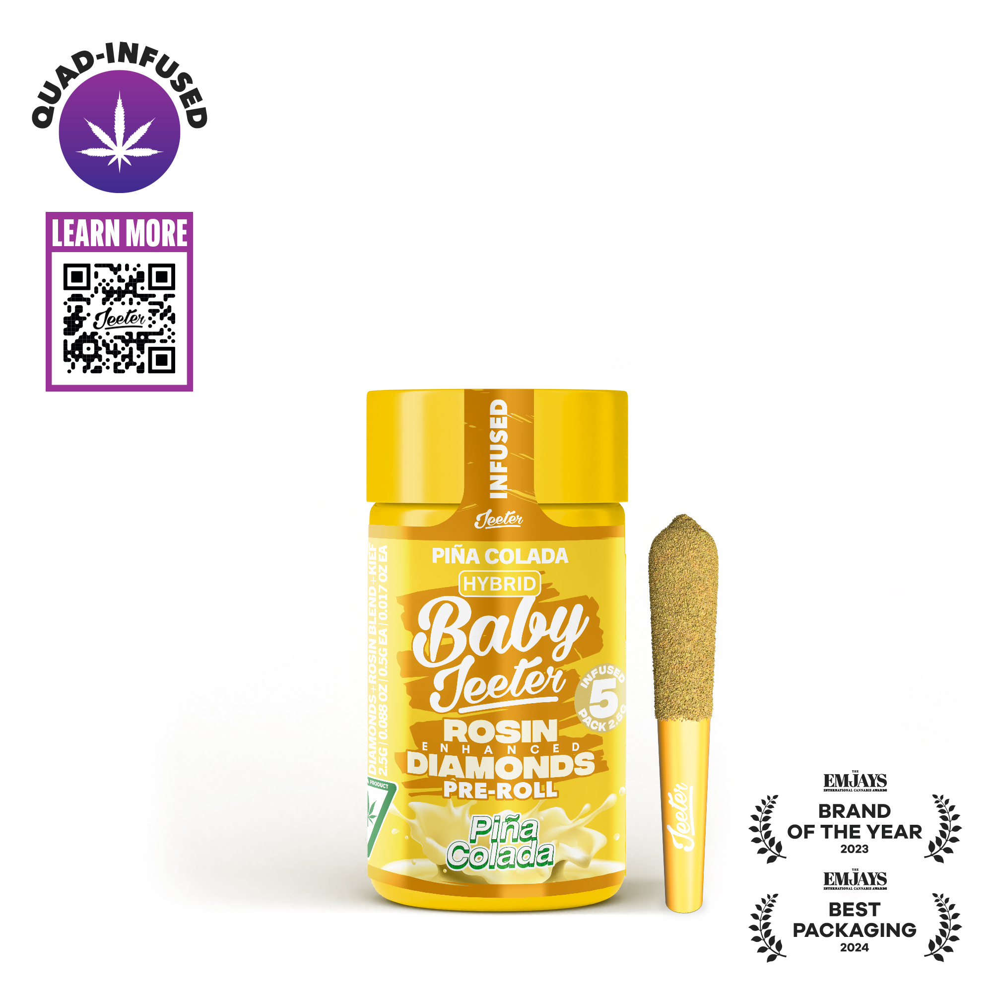 Photograph of product: Pina Colada 5 Pack (2.5g Total) Quad Infused Pre-rolls