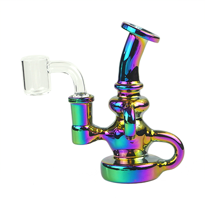 Photograph of product: 5" SirEEL Iridized Recycler Rig | 14mm Quartz Banger Included