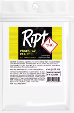 Photograph of product: Ripple | RIPT Gummies | 100mg | REC - Pucked Up Peach (S)
