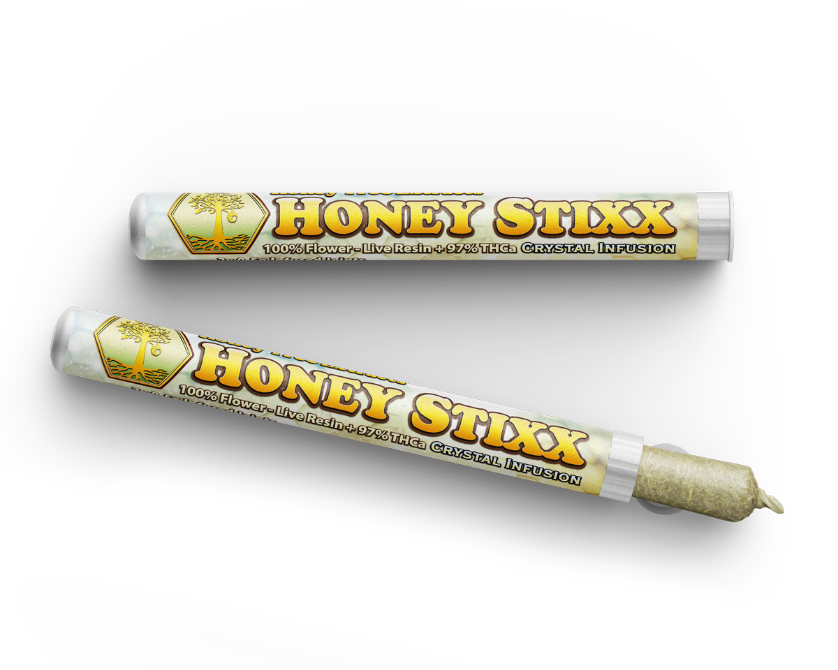 Photograph of product: Honey Tree | Jack Herer X Blue Dream | Live Resin TH-ouia Crystal Infused | [.5g] | 2pk | 1g | Oui'd