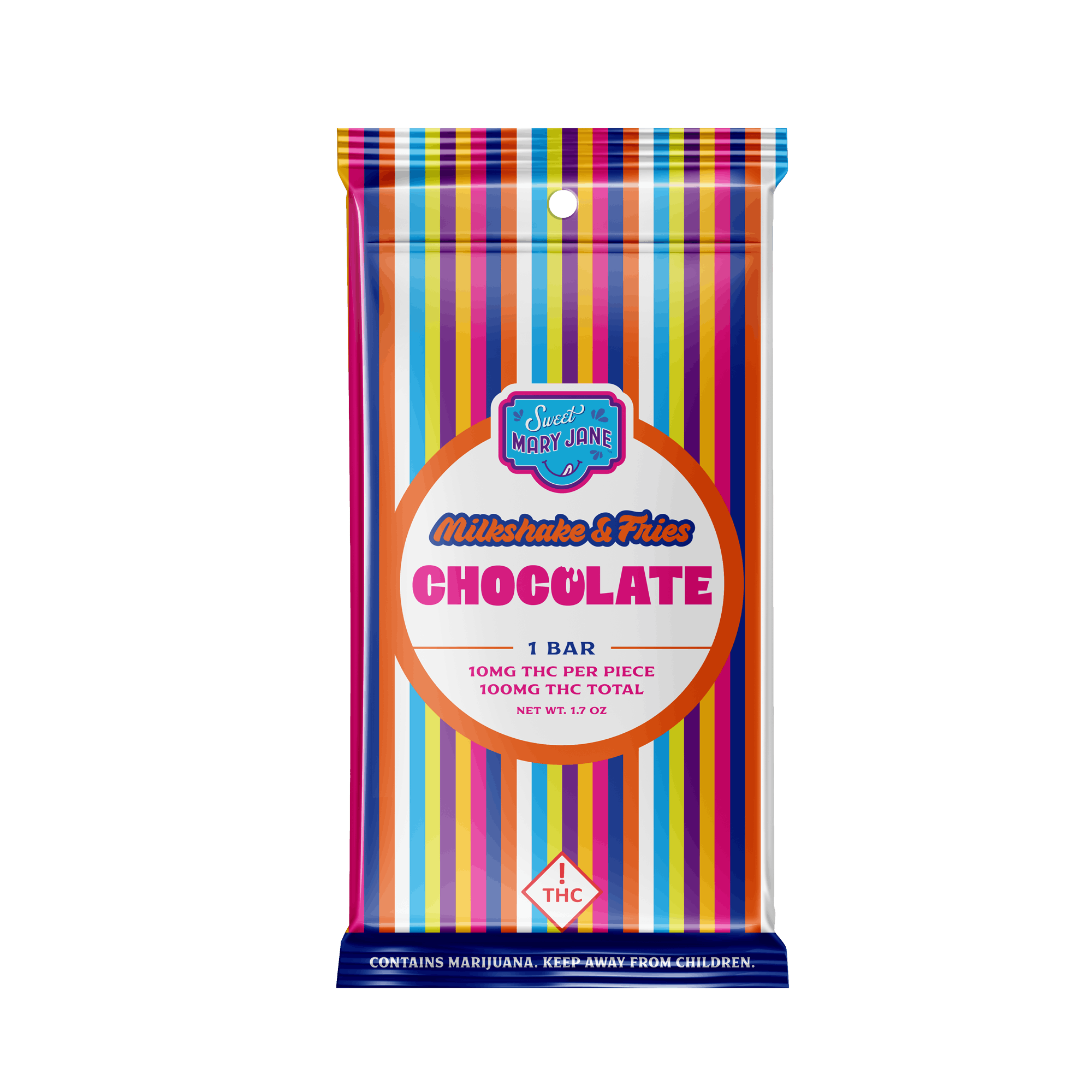 Photograph of product: SMJ | 100mg Chocolate Bar - Milkshake & Fries