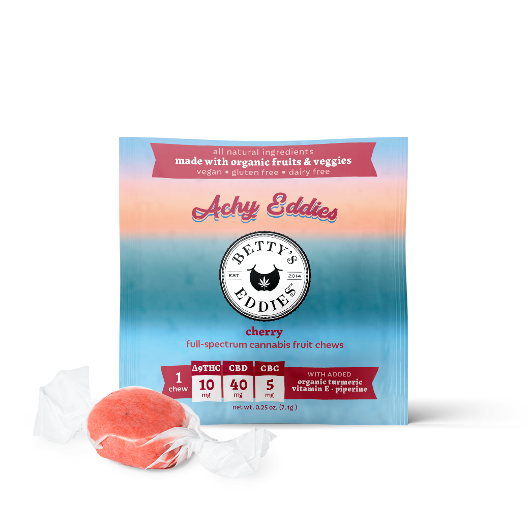 Photograph of product: Betty's Eddies 10mg Single Serve Fruit Chews - Cherry
