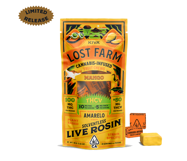 Photograph of product: 'Lost Farm' Mango 10:5 TH-ouiV Chews - 100mg