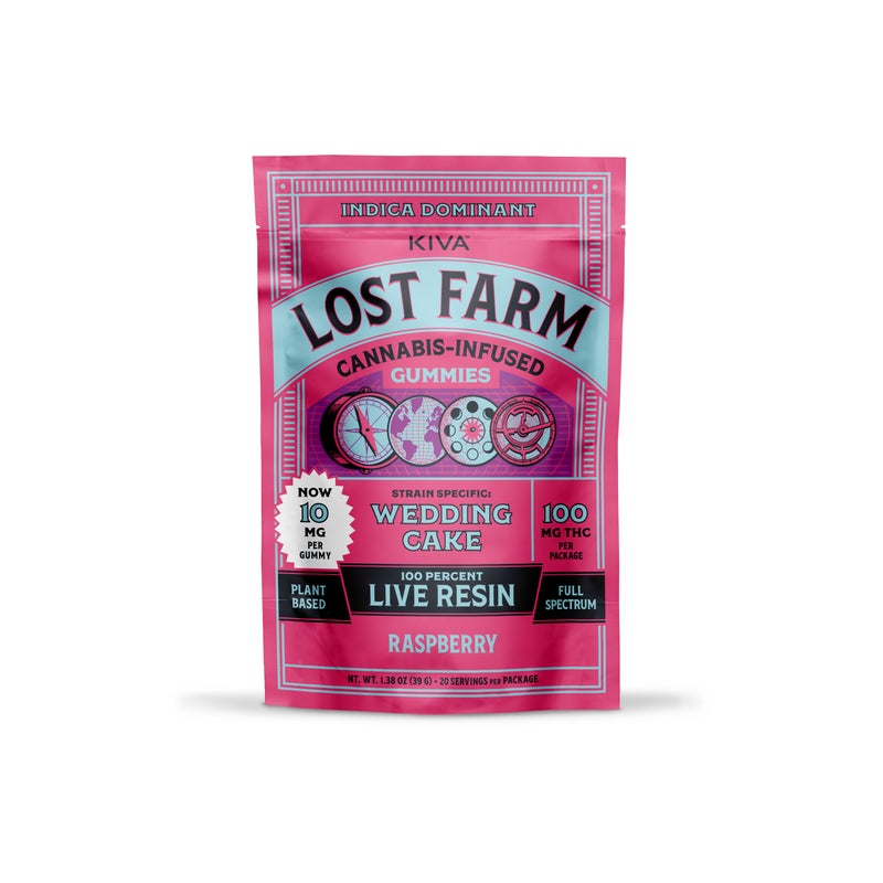Photograph of product: Lost Farm Wedding Cake x Raspberry (I) Gummies 10mg 10pk