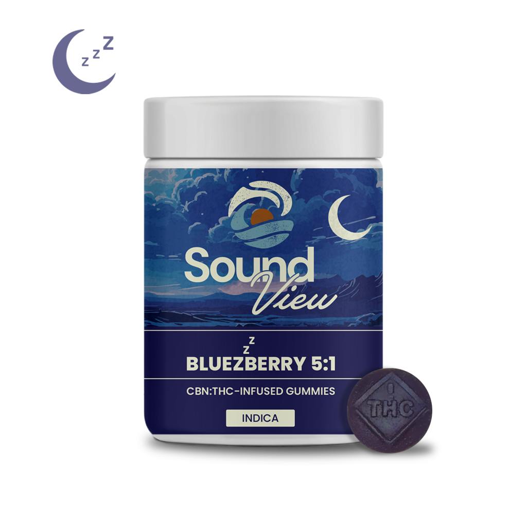 Photograph of product: SoundView BlueZZZberry 5:1 CBN Gummies (I) - 00107