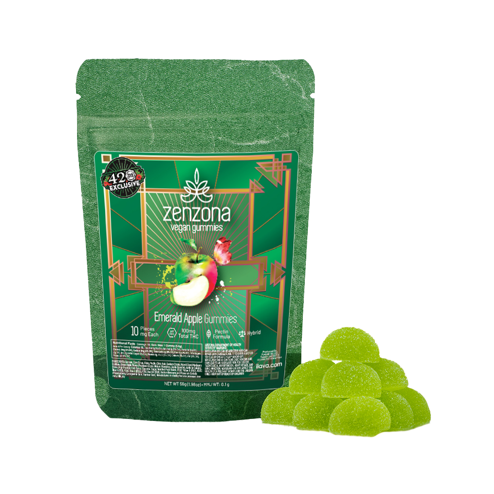 Photograph of product: zenzona Vegan Gummies Emerald Apple 100mg - Hybrid
