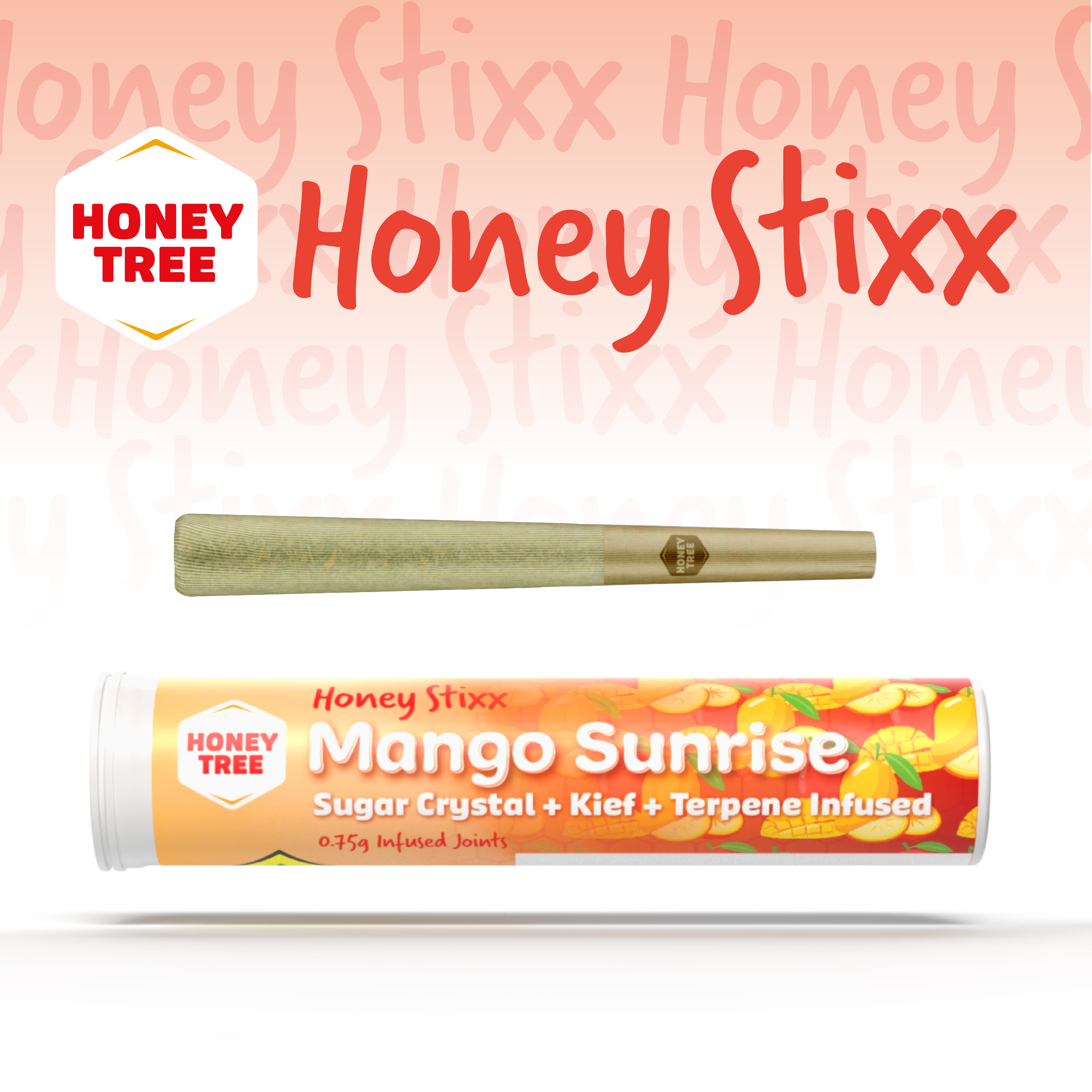 Photograph of product: Honey Tree | Mango Sunrise | Honey Stixx 1pk - Sugar Crystal + Kief + Terpene Infused | 1pk | .75g | Oui'd