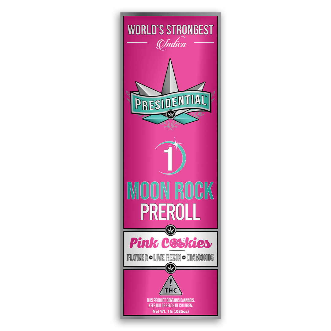 Photograph of product: Presidential Moon Rock Pink Cookies Infused Preroll 1g