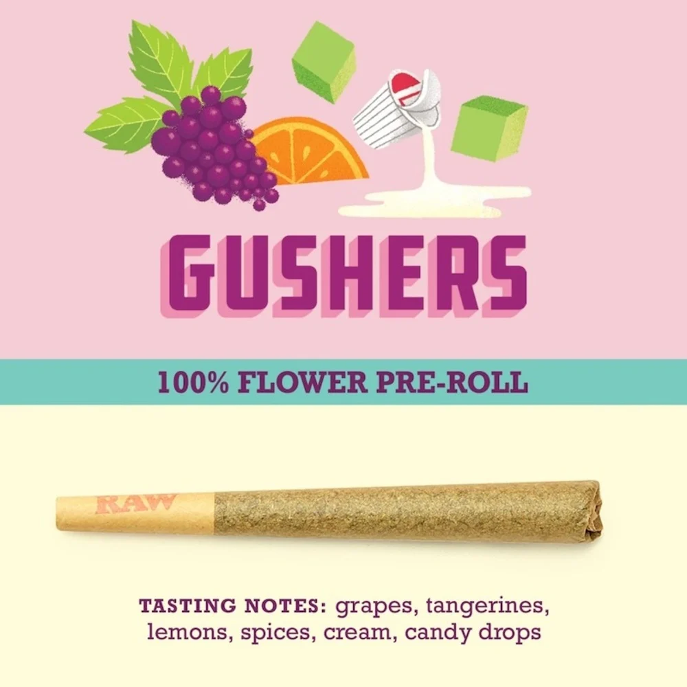 Photograph of product: Gushers | Living Soil Grown | Single Pre-Roll | 1g