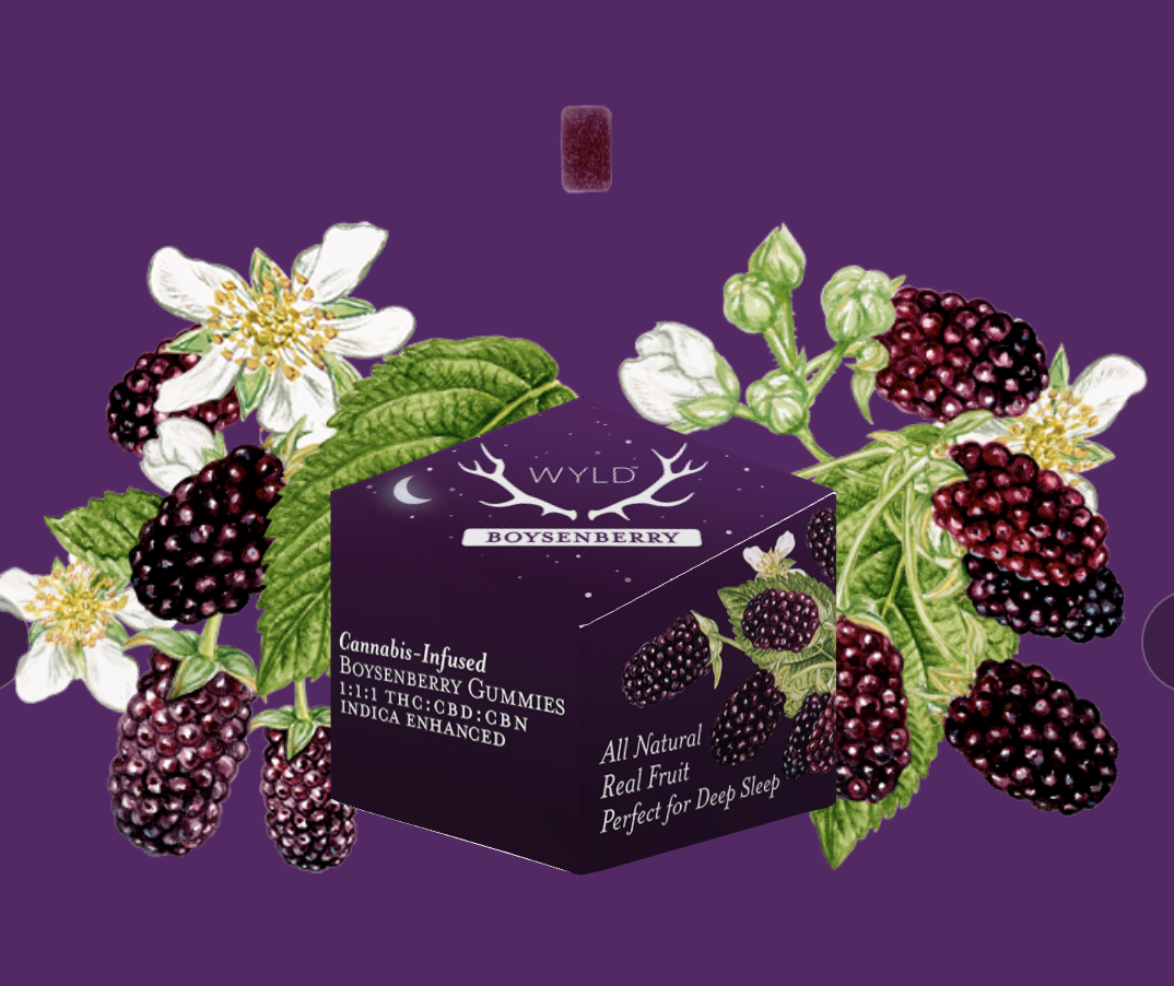 Photograph of product: Wyld - Boysenberry - 1:1:1 TH-oui:CBD:CBN 100mg - Oui'd