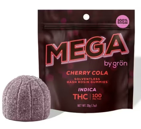 Photograph of product: Gron | Mega | Cherry Cola | au chocolat Rosin Gummy | 100mg