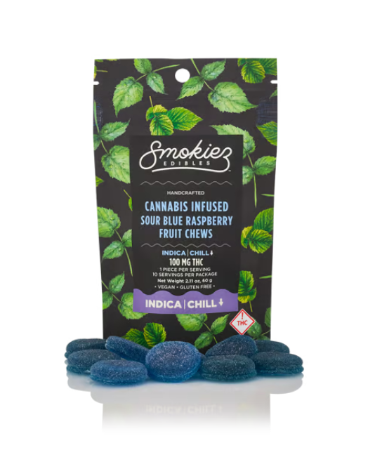 Photograph of product: Sour Blue Raspberry | Fruit Chews | 10pk | 100mg