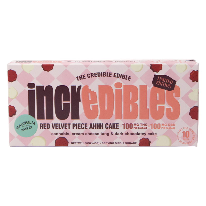 Photograph of product: Incredibles | Chocolate | Red Velvet Cake | 1:1 TH-oui:CBD
